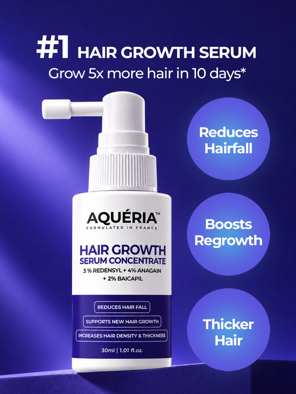 Aquéria Hair Growth Serum Concentrate | 3% Redensyl + 4% Anagain + 2% Baicapil | Hair Fall & Hair Density Support