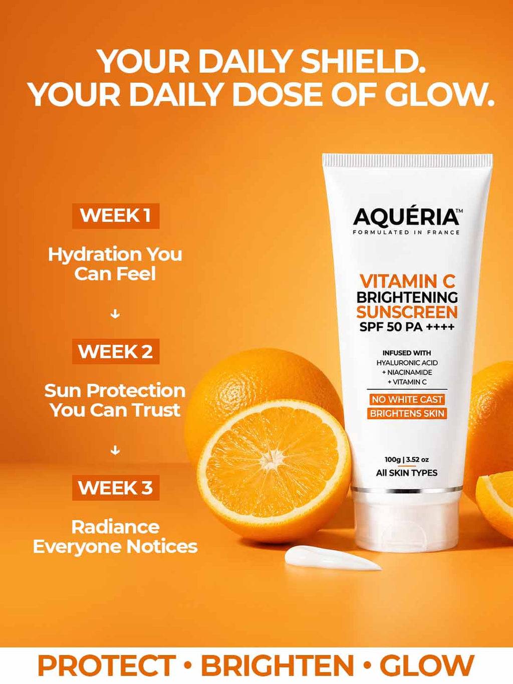 3-in-1 Super Bright Detan Sunscreen SPF 50 PA++++ with Niacinamide, Hyaluronic Acid & Vitamin C | Serum + Moisturizer + Sunscreen