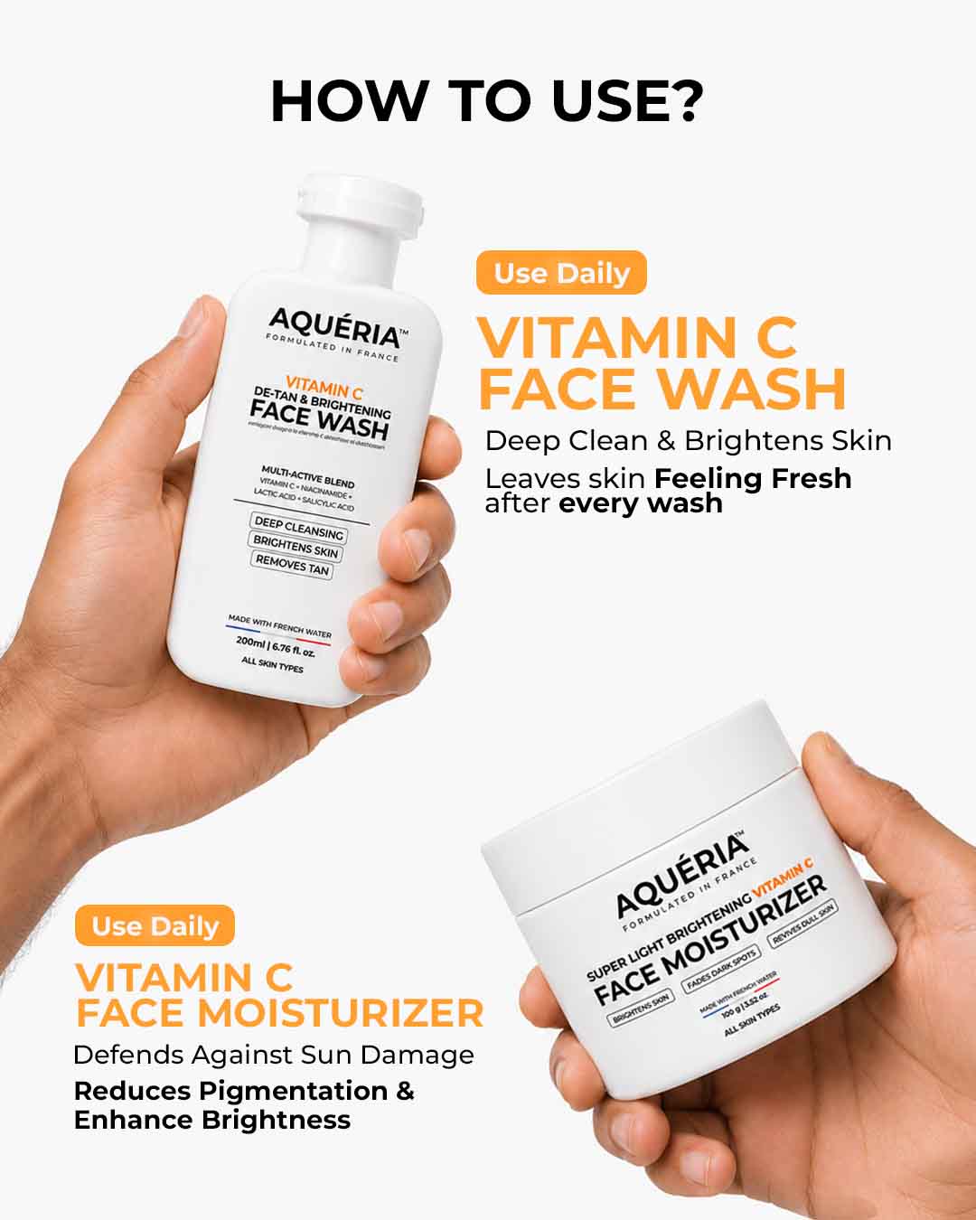 5 Product Daily Brightening Vitamin C Combo - 10% Serum + Moisturizer + Face wash + Soap pack of 3 + Sunscreen