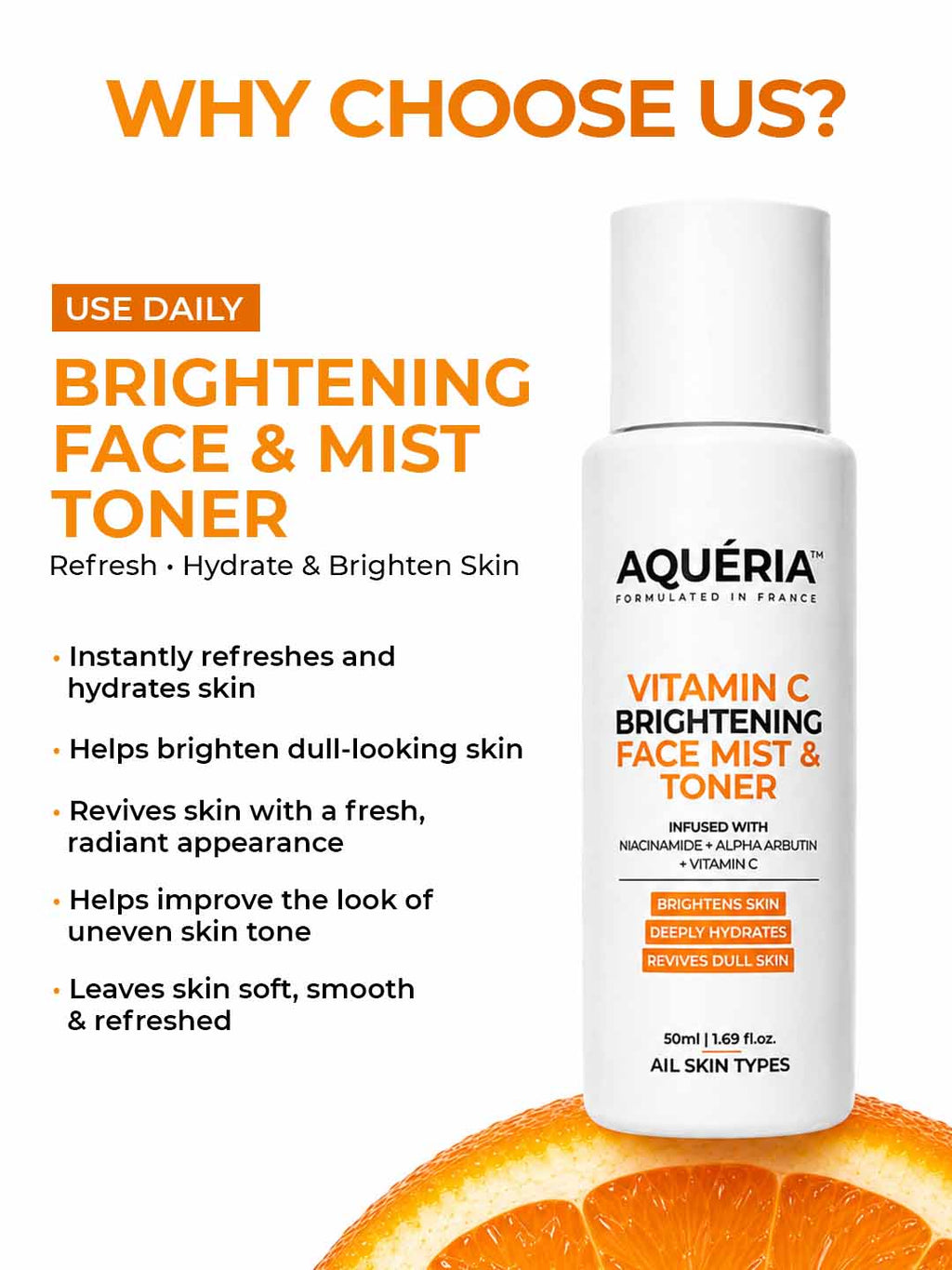 Brightening Face Mist with Niacinamide, Alpha Arbutin & Vitamin C | Hydrating Mist & Toner for Dull-Looking Skin