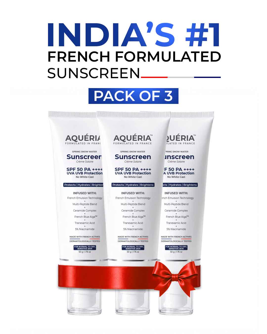 Brightening French Sunscreen SPF 50 PA++++ Pack of 3