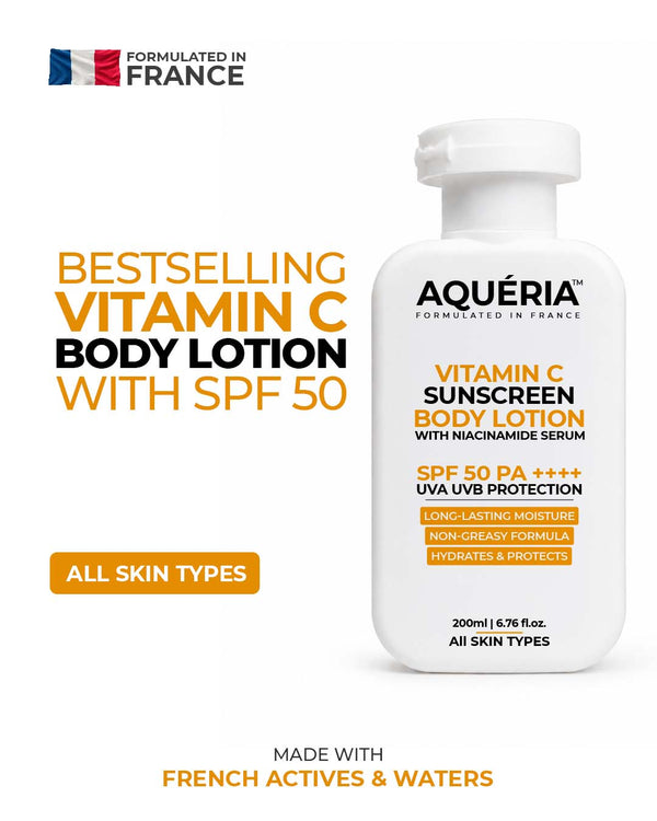 SPF 50 PA++++ Body Lotion with Niacinamide & Vitamin C | Daily Hydrating Body Sunscreen | UVA + UVB Protection