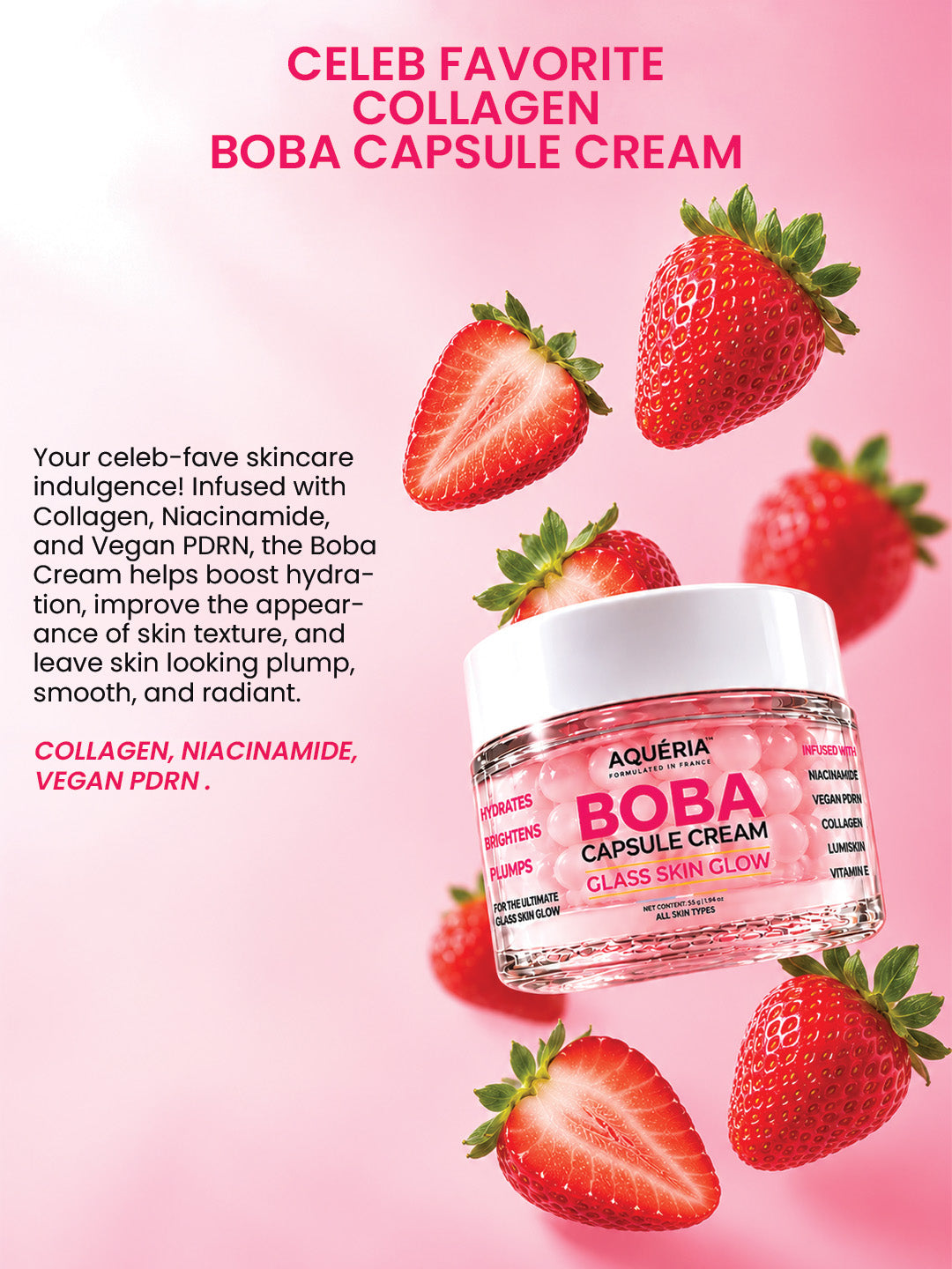AQUÉRIA BOBA Capsule Cream Duo | Niacinamide + Collagen + Vegan PDRN & Vitamin C + Alpha Arbutin + Cica