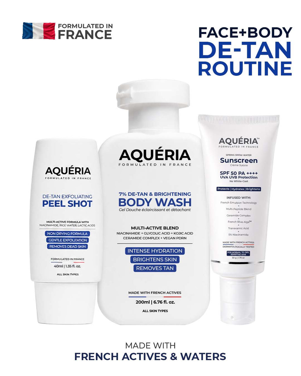 Brightening Body Wash + Instant Enzyme Peel Shot + Brightening French Sunscreen SPF 50 PA++++