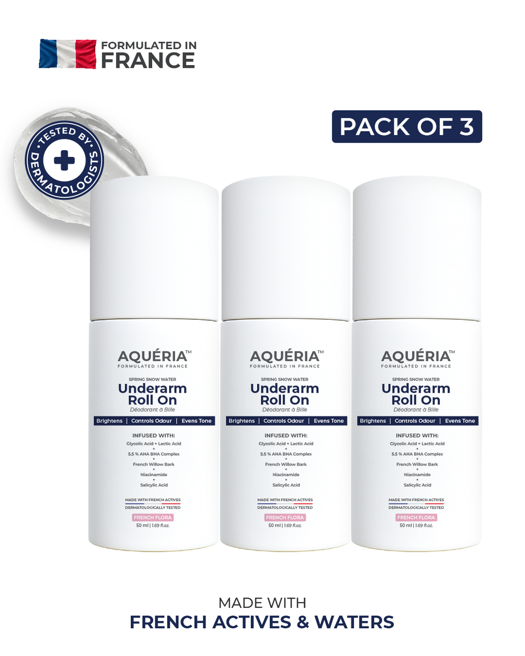 Multi-Active Underarm Treatment Roll-On | 5.5% AHA BHA | Niacinamide | Zinc Ricinoleate | PACK of 3