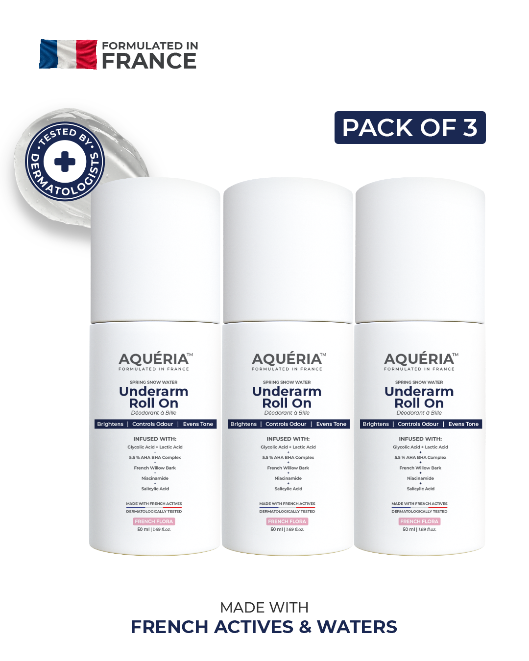 Multi-Active Underarm Treatment Roll-On | 5.5% AHA BHA | Niacinamide | Zinc Ricinoleate | PACK of 3