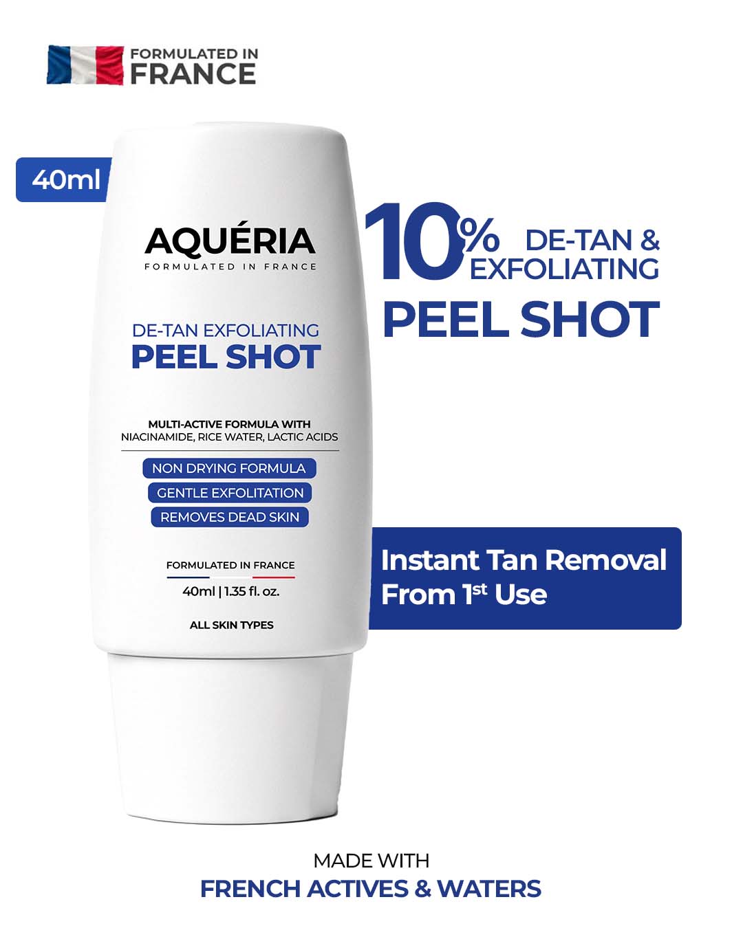 Aqueria Exfoliating Gel Peel Shot - Instantly Removes Tan.