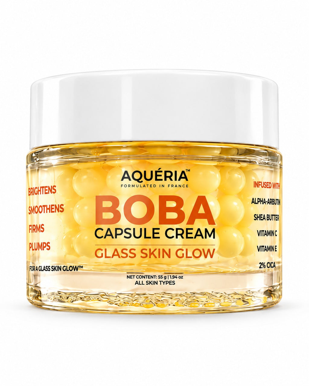 AQUÉRIA BOBA Capsule Cream Duo | Niacinamide + Collagen + Vegan PDRN & Vitamin C + Alpha Arbutin + Cica