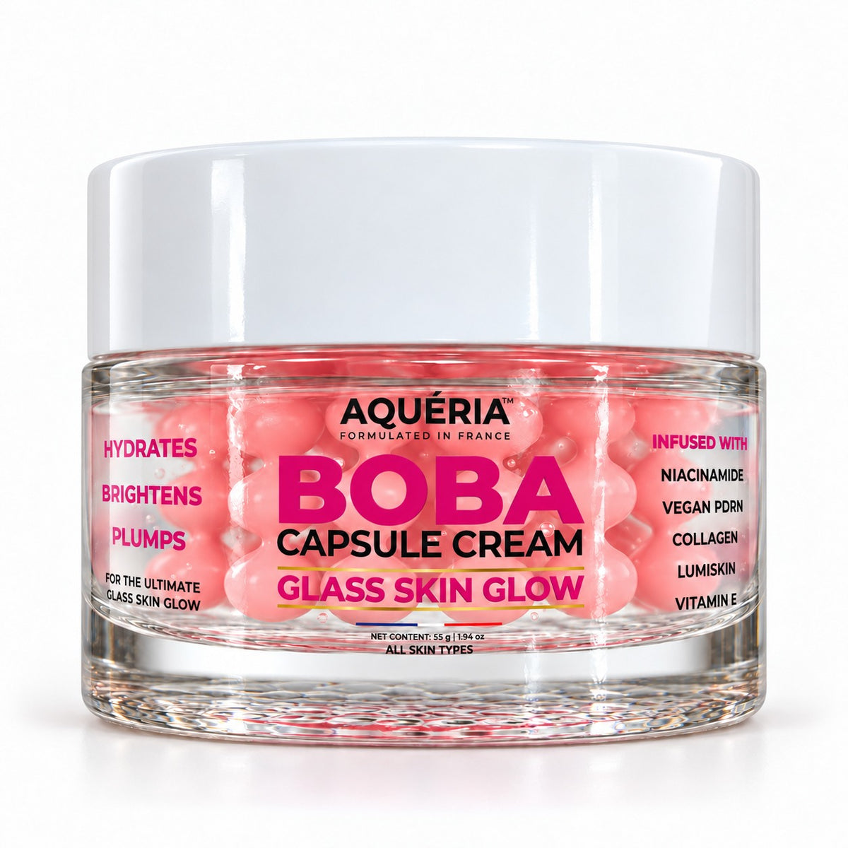 AQUÉRIA BOBA Capsule Cream Duo | Niacinamide + Collagen + Vegan PDRN & Vitamin C + Alpha Arbutin + Cica