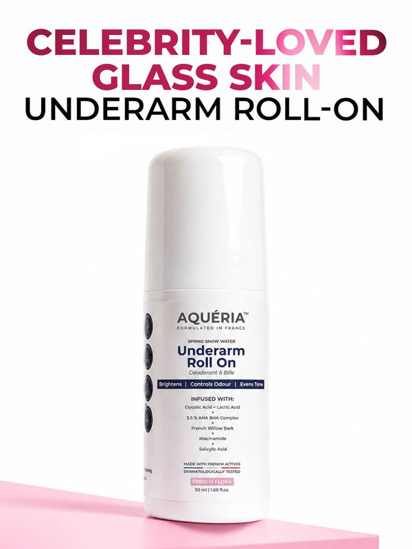 Celebrity Favourite Underarm Roll-On for Glass Skin Glow | 5.5% AHA BHA | Niacinamide | Zinc Ricinoleate | Floral Perfume Infused