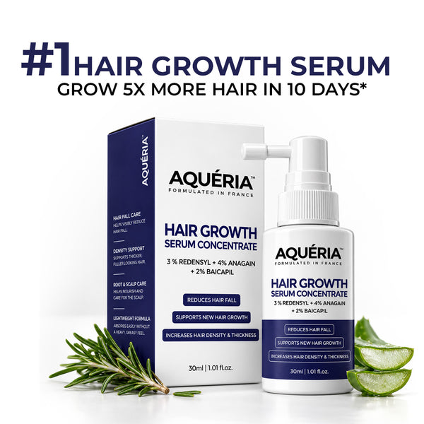 Aquéria Hair Growth Serum Concentrate | 3% Redensyl + 4% Anagain + 2% Baicapil | Hair Fall & Hair Density Support | 30ml