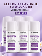 Brighten and smooth underarms with Aquéria's 5.5% AHA BHA roll-on, featuring Salicylic Acid, Fermented Rice Water and a rich French Vanilla fragrance.
